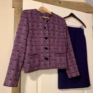 Plum Wool Blazer and Pencil Skirt Suit